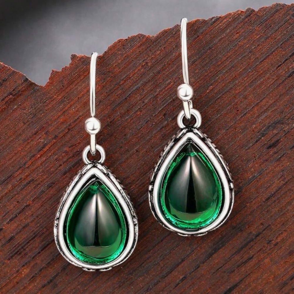 Any 4/$25! Silver Emerald Green Cubic Zirconia Drop Earrings - Picture 3 of 7